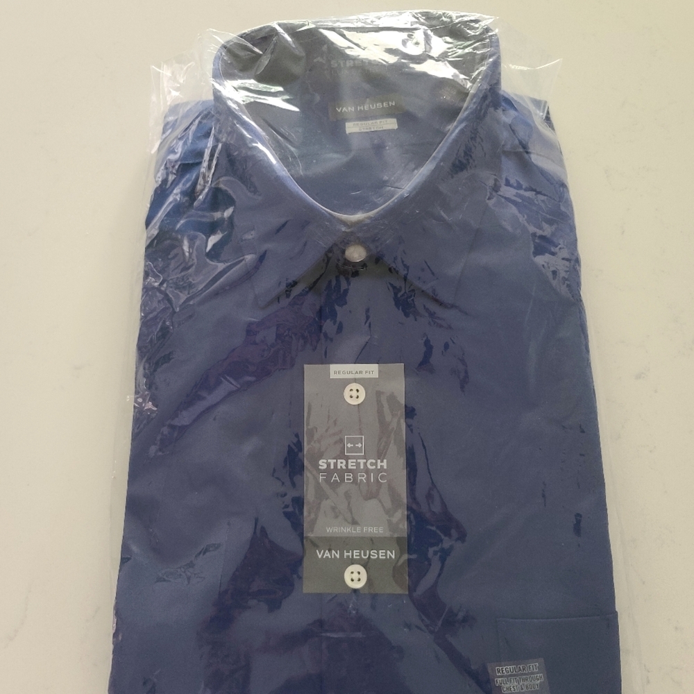 Van Heusen Navy Blue Button Down Dress Shirt